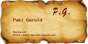 Paki Gerold névjegykártya